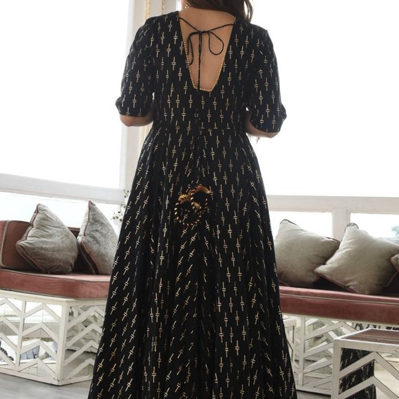 Black Cotton Traditional Indian Dress XS - Picture 4 of 7